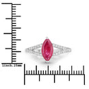1.58 Carat Genuine Ruby and White Diamond 14K White Gold Ring-3