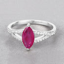 1.58 Carat Genuine Ruby and White Diamond 14K White Gold Ring-4