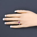 1.58 Carat Genuine Ruby and White Diamond 14K White Gold Ring-5