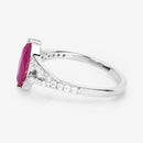 1.58 Carat Genuine Ruby and White Diamond 14K White Gold Ring-6