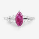 1.58 Carat Genuine Ruby and White Diamond 14K White Gold Ring-8