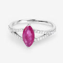 1.58 Carat Genuine Ruby and White Diamond 14K White Gold Ring-9