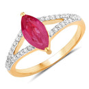1.58 Carat Genuine Ruby and White Diamond 14K Yellow Gold Ring-1