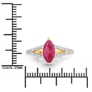 1.58 Carat Genuine Ruby and White Diamond 14K Yellow Gold Ring-3