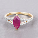 1.58 Carat Genuine Ruby and White Diamond 14K Yellow Gold Ring-4