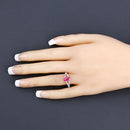1.58 Carat Genuine Ruby and White Diamond 14K Yellow Gold Ring-5