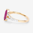 1.58 Carat Genuine Ruby and White Diamond 14K Yellow Gold Ring-6