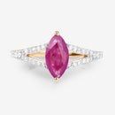 1.58 Carat Genuine Ruby and White Diamond 14K Yellow Gold Ring-8