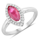 1.57 Carat Genuine Ruby and White Diamond 14K White Gold Ring-1