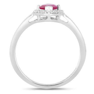1.57 Carat Genuine Ruby and White Diamond 14K White Gold Ring - 0