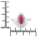 1.57 Carat Genuine Ruby and White Diamond 14K White Gold Ring-3