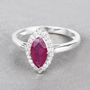 1.57 Carat Genuine Ruby and White Diamond 14K White Gold Ring-4