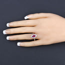 1.57 Carat Genuine Ruby and White Diamond 14K White Gold Ring-5