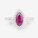 1.57 Carat Genuine Ruby and White Diamond 14K White Gold Ring-8