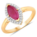 1.57 Carat Genuine Ruby and White Diamond 14K Yellow Gold Ring-1
