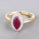 1.57 Carat Genuine Ruby and White Diamond 14K Yellow Gold Ring-4