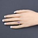 1.57 Carat Genuine Ruby and White Diamond 14K Yellow Gold Ring-5