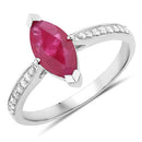 1.51 Carat Genuine Ruby and White Diamond 14K White Gold Ring-1