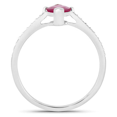 1.51 Carat Genuine Ruby and White Diamond 14K White Gold Ring - 0