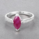 1.51 Carat Genuine Ruby and White Diamond 14K White Gold Ring-4