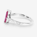 1.51 Carat Genuine Ruby and White Diamond 14K White Gold Ring-6