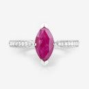 1.51 Carat Genuine Ruby and White Diamond 14K White Gold Ring-8