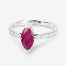 1.51 Carat Genuine Ruby and White Diamond 14K White Gold Ring-9