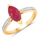 1.51 Carat Genuine Ruby and White Diamond 14K Yellow Gold Ring-1