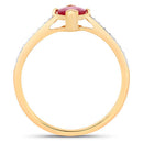 1.51 Carat Genuine Ruby and White Diamond 14K Yellow Gold Ring-2