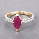 1.51 Carat Genuine Ruby and White Diamond 14K Yellow Gold Ring-4