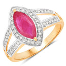 1.06 Carat Genuine Ruby and White Diamond 14K Yellow Gold Ring-1