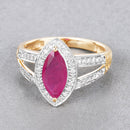 1.06 Carat Genuine Ruby and White Diamond 14K Yellow Gold Ring-4