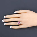 1.06 Carat Genuine Ruby and White Diamond 14K Yellow Gold Ring-5