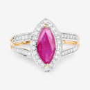 1.06 Carat Genuine Ruby and White Diamond 14K Yellow Gold Ring-8