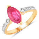 1.01 Carat Genuine Ruby and White Diamond 14K Yellow Gold Ring-1