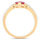 1.01 Carat Genuine Ruby and White Diamond 14K Yellow Gold Ring-2