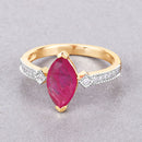 1.01 Carat Genuine Ruby and White Diamond 14K Yellow Gold Ring-4