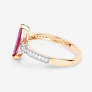 1.01 Carat Genuine Ruby and White Diamond 14K Yellow Gold Ring-6