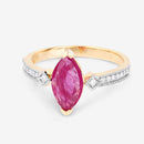 1.01 Carat Genuine Ruby and White Diamond 14K Yellow Gold Ring-9