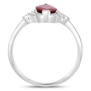 1.54 Carat Genuine Ruby and White Diamond 14K White Gold Ring-2