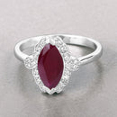 1.54 Carat Genuine Ruby and White Diamond 14K White Gold Ring-4