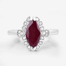 1.54 Carat Genuine Ruby and White Diamond 14K White Gold Ring-8