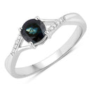 0.88 Carat Genuine Blue Sapphire and White Diamond 14K White Gold Ring-1