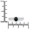 0.88 Carat Genuine Blue Sapphire and White Diamond 14K White Gold Ring-3