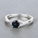 0.88 Carat Genuine Blue Sapphire and White Diamond 14K White Gold Ring-4