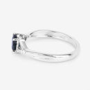 0.88 Carat Genuine Blue Sapphire and White Diamond 14K White Gold Ring-6