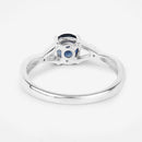 0.88 Carat Genuine Blue Sapphire and White Diamond 14K White Gold Ring-7