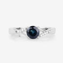 0.88 Carat Genuine Blue Sapphire and White Diamond 14K White Gold Ring-8