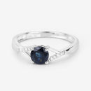 0.88 Carat Genuine Blue Sapphire and White Diamond 14K White Gold Ring-9