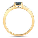 0.88 Carat Genuine Blue Sapphire and White Diamond 14K Yellow Gold Ring-2